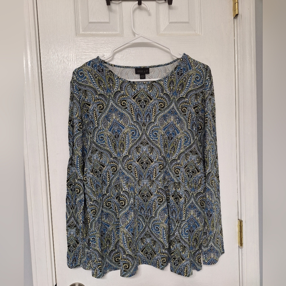 Womens J.Jill Wearever Collection Large Petite‎ Paisley Floral Stetchy Soft